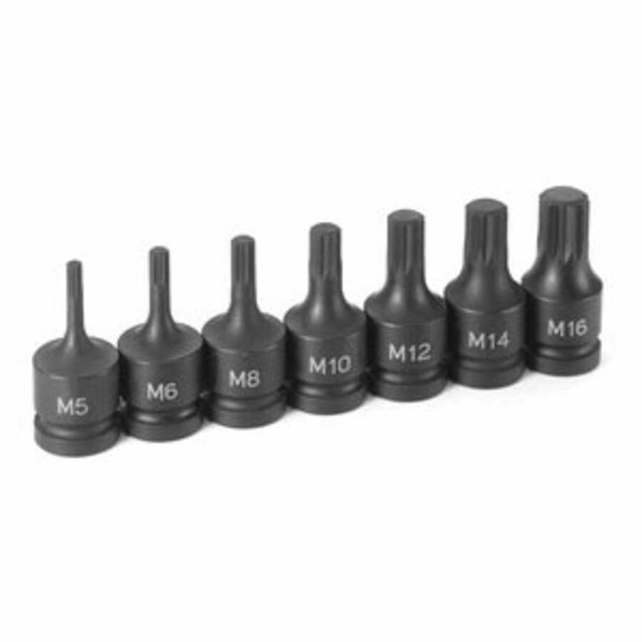 1/2 In Dr Triple Square Impact Socket Bit Driver Set - 7-Pc