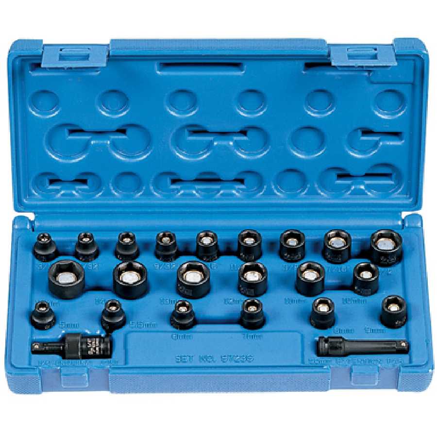 1/4 In Dr 6 Pt Std Fractional & Metric Magnetic Impact Socket Se