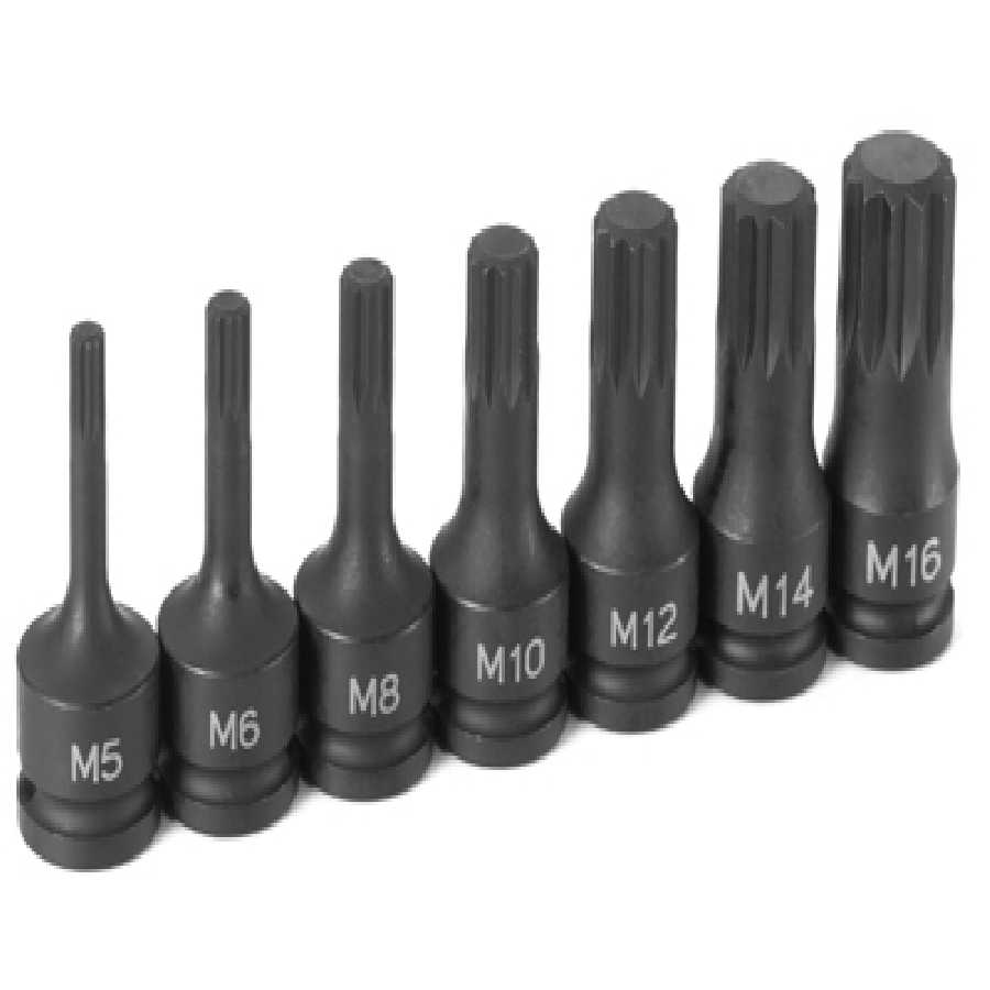 3/8 In Dr Triple Square Impact Bit Driver Set - 7-Pc