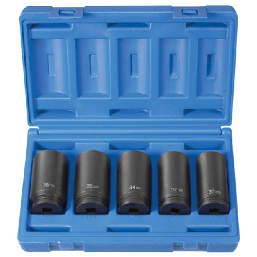 1/2 In Dr Metric Spindle Nut Impact Socket Set - 5-Pc