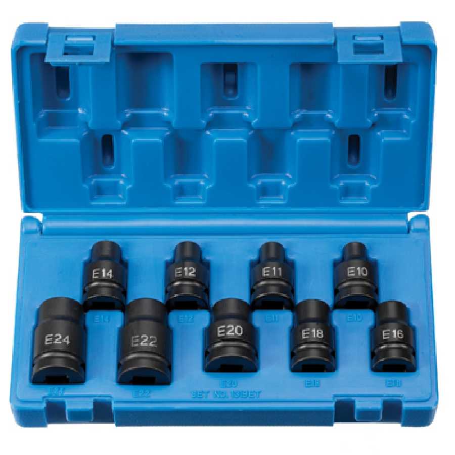 1/2" Drive External Star Torx Impact Socket Set - 9 Pc