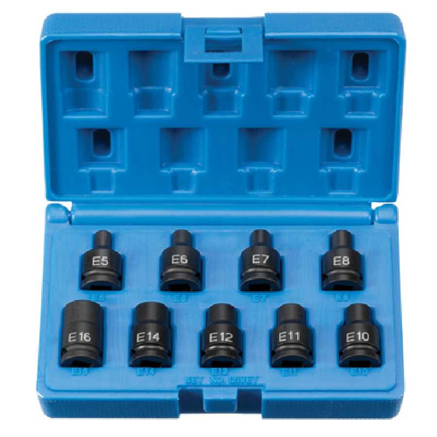 3/8" Drive Star Impact Socket Set 9-Pc - Grey Pneumatic 1219ET