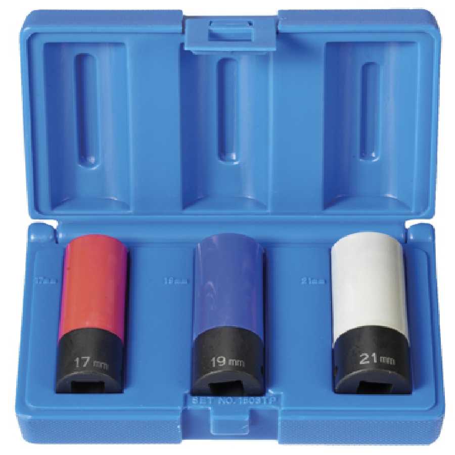 1/2 In Dr Extra-Thin Wall Wheel/Nut Protector Socket Set - 3-Pc