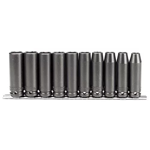 10-Piece 1/2" Drive Metric Deep Impact Socket Set - 6 Point