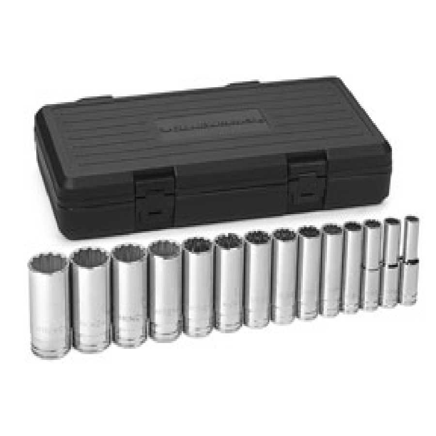 14 Pc. SAE 12 Pt. Deep Socket Set 1/2" DRIVE