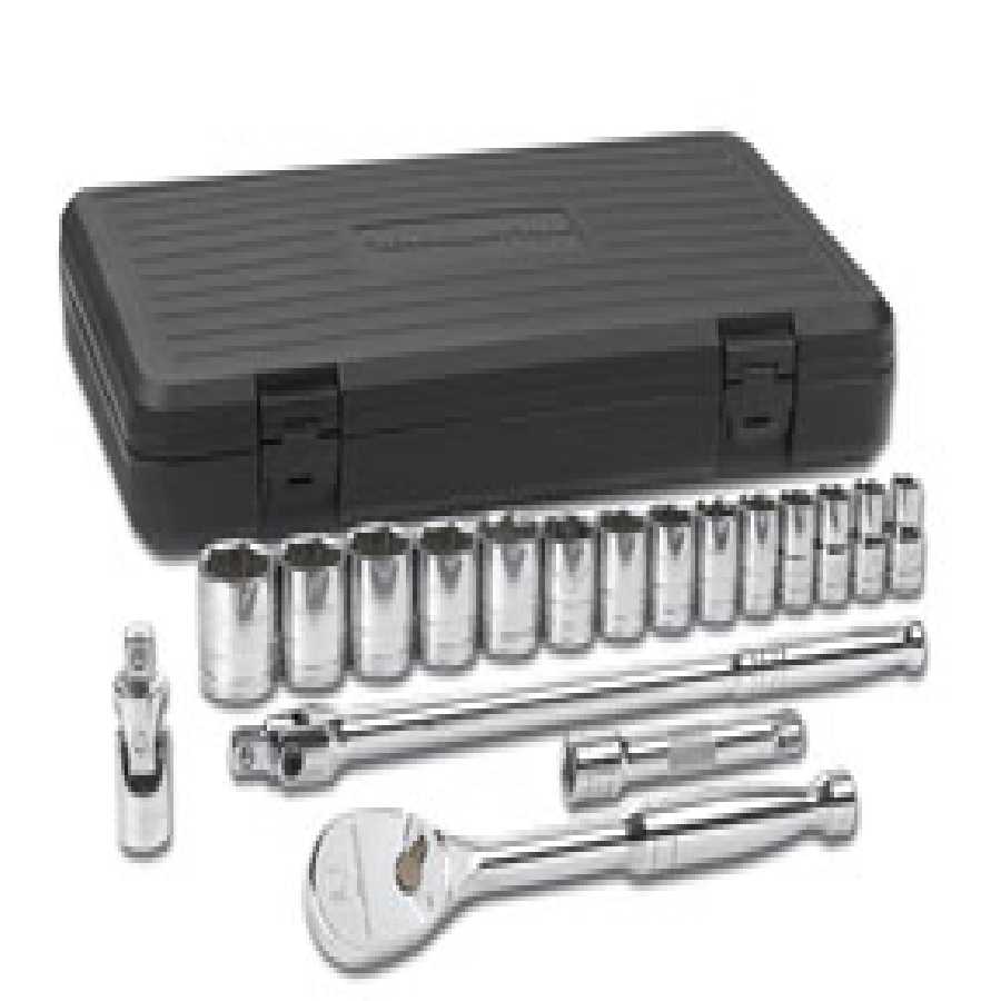 17 Pc. SAE 6 Pt. Standard Socket Set 1/2" DRIVE
