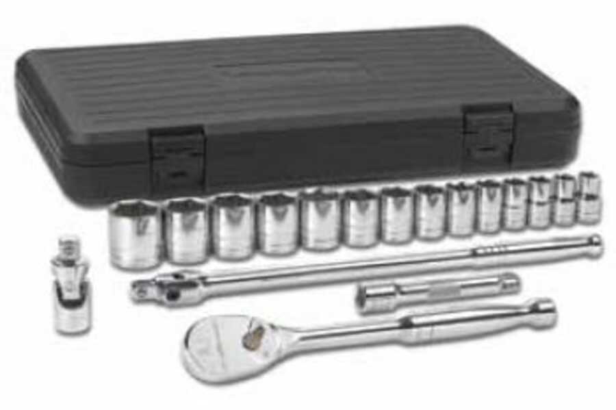 17 Pc. SAE 6 Pt. Standard Socket Set 1/2" DRIVE