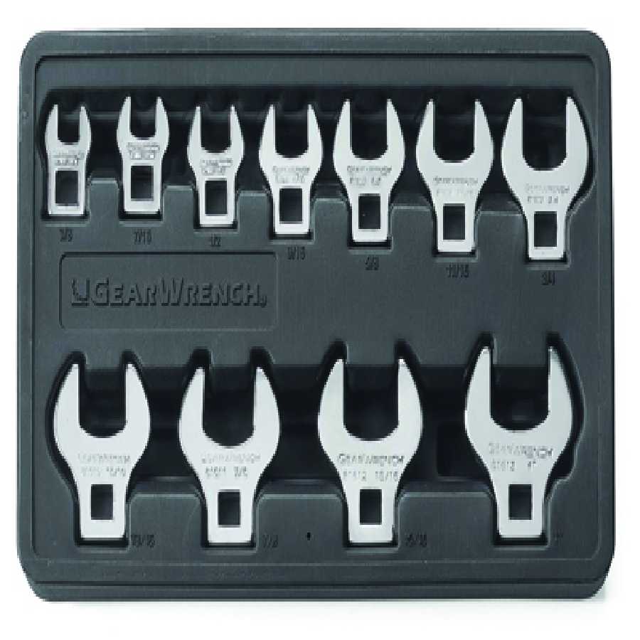 11 Pc. Crowfoot Drive Non-Ratcheting Wrench Set SAE