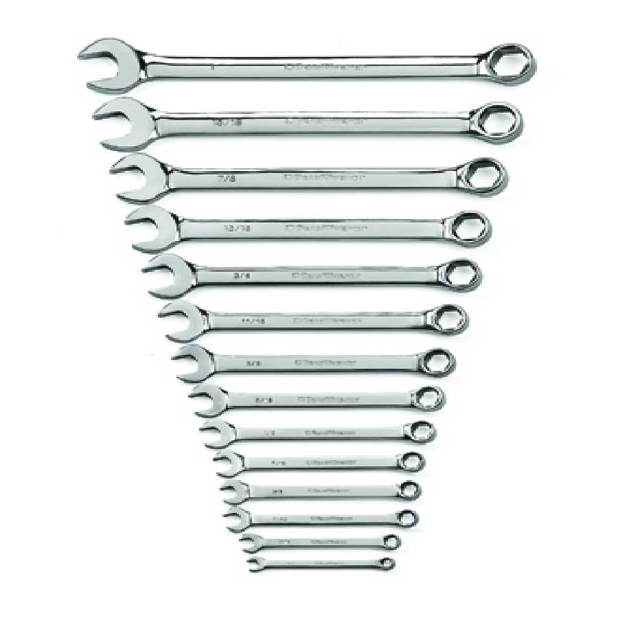 Fractional SAE Full Polish Combination Non-Ratcheting Wrench Set