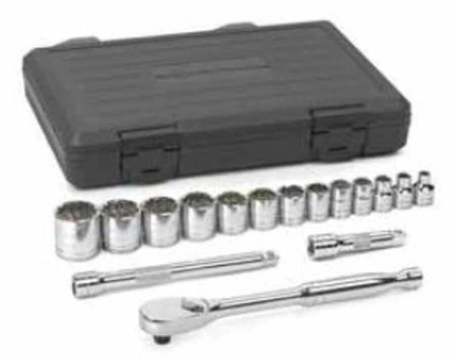 16 Pc. SAE 12 Pt. Standard Socket Set 3/8" DRIVE