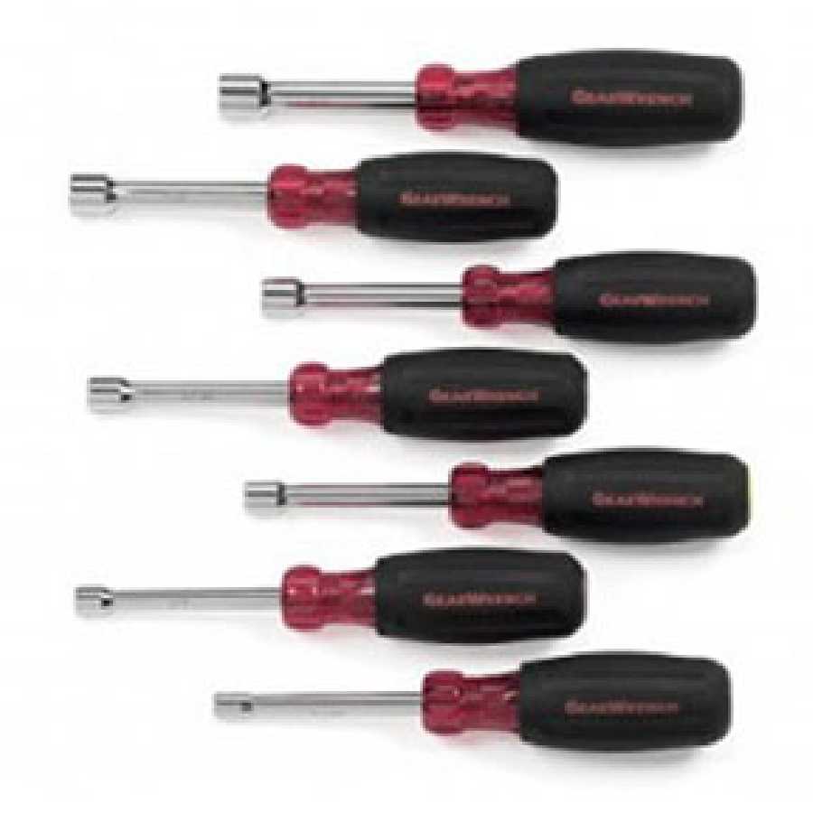 7 Pc. Full Hollow Shaft Cushion Grip Nut Driver Set SAE