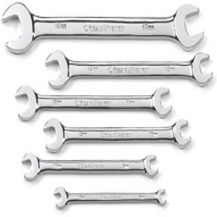 6 Pc. Full Polish Open End Non-Ratcheting Wrench Set METRIC