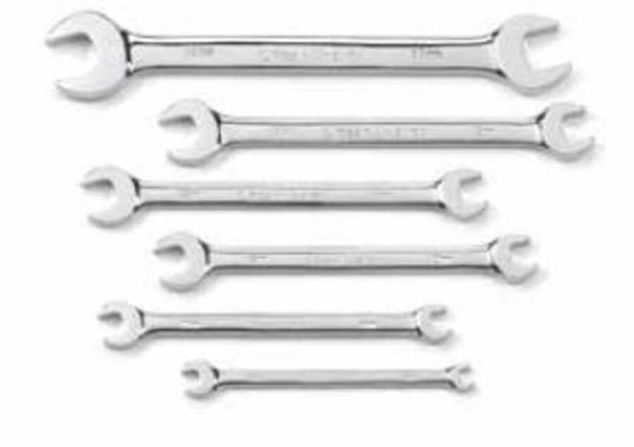 6 Pc. Full Polish Open End Non-Ratcheting Wrench Set METRIC