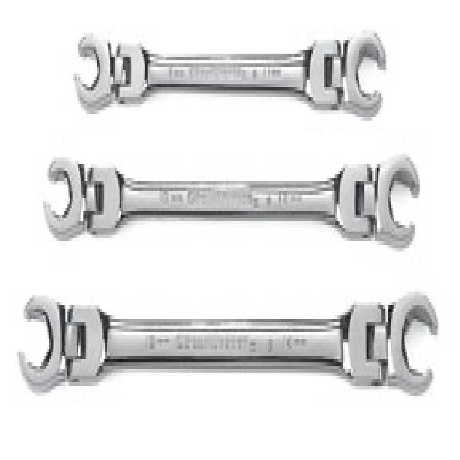 3 Pc. Flex Flare Nut Non-Ratcheting Wrench Set METRIC