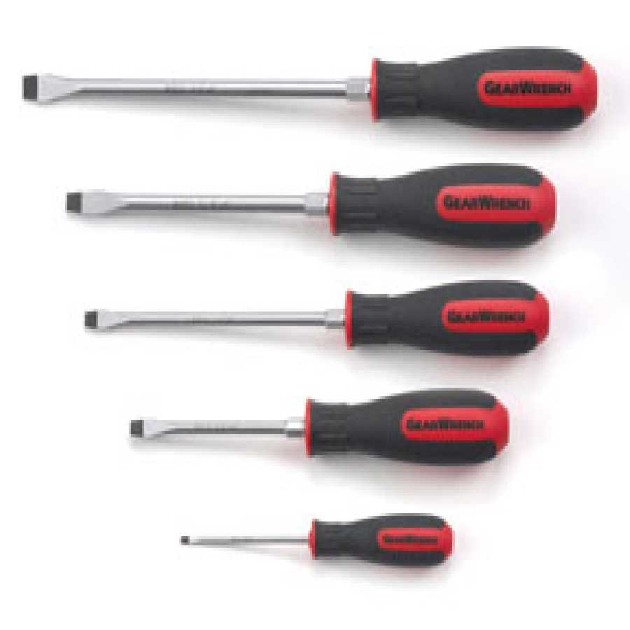 5 Pc. Slotted Dual Material Screwdriver Set
