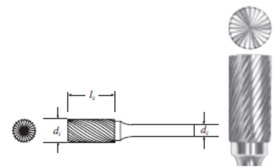 Carbide Cylinder Shape Bur w/ End Cut (SB-9) Single Cut 1"