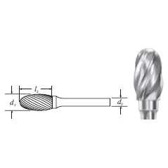 Carbide Oval Shape Bur (SE-6NF) Nonferrous Cut 5/8"