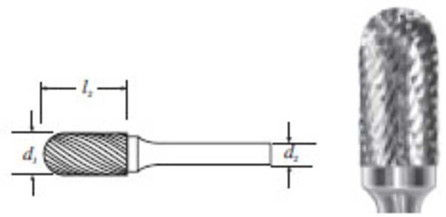 Carbide Cylinder Shape Burs w/ Radius End (SC-7) Double Cut 3/4"