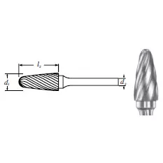 Carbide Tree Shape Bur w/ Radius End (SF-6NF) Nonferrous C