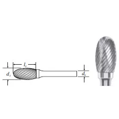 Carbide Oval Shape Bur (SE-7) Single Cut 3/4"