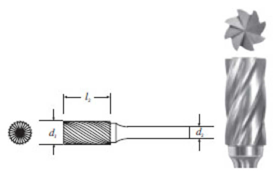 Carbide Cylinder Shape Burs w/ End Cut (SB-5NF) Nonferrous Cut 1