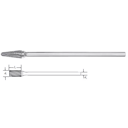 Carbide Long Shank Taper Bur w/ Radius End (SL-4L6) Double