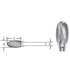 Carbide Oval Shape Bur (SE-5L6) Single Cut 1/2"