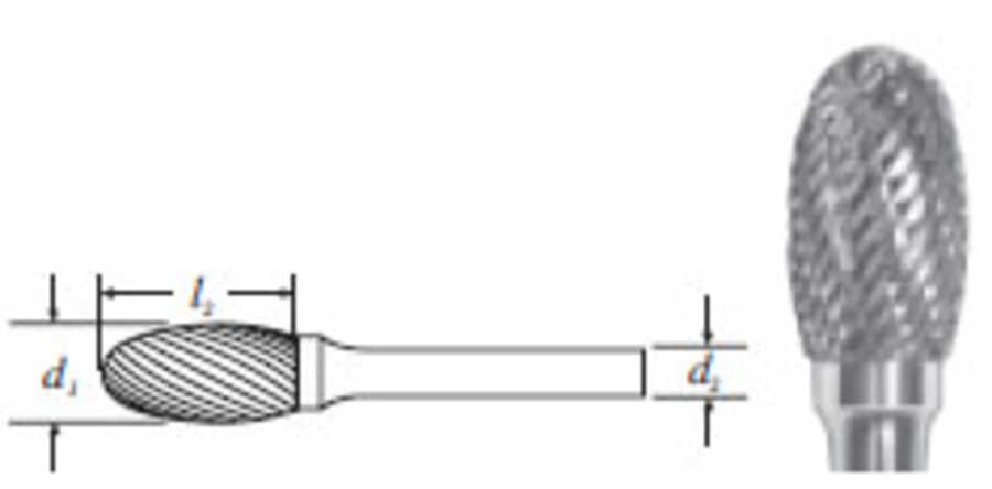 z-nla Carbide Oval Shape Bur (SE-5L6) Double Cut 1/2"