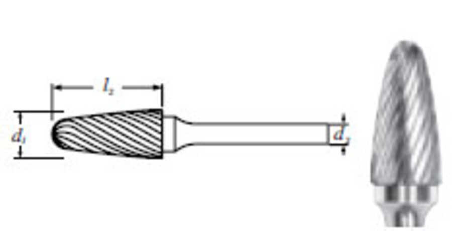 z-nla Carbide Tree Shape Bur (SF-5L6) Single Cut 1/2"