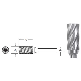 Carbide Cylinder Shape Bur (SA-5NF) Nonferrous Cut 1/2"