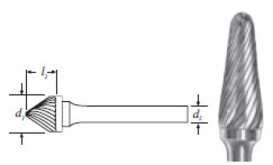Carbide Taper w/ Radius End Bur (SL-3L6) Single Cut 3/8"