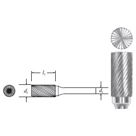 Carbide Cylinder Shape Bur w/ End Cut (SB-5) Single Cut 1/2"