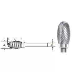 Carbide Oval Shape Bur (SE-5) Single Cut 1/2"