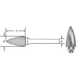 Carbide Tree Shape Bur w/ Pointed End (SG-3L6) Single Cut