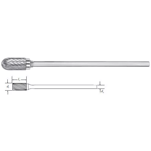 Carbide Cylinder Shape Bur w/ Radius End (SC-3L6) Single Cut 3/8