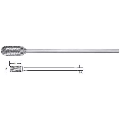 Carbide Cylinder Shape Bur w/ Radius End (SC-3L6) Double Cut 3/8