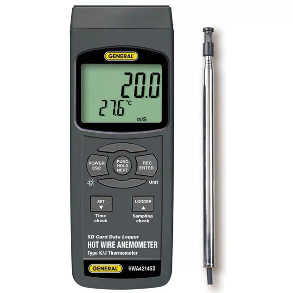 Hot Wire Anemometer-Thermometer w SD Card Hot Wire Type