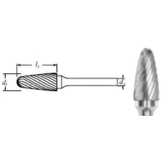 Carbide Tree Shape Bur w/ Radius End (SF-1L6) Single Cut 1/4"
