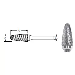Carbide Tree Shape Bur w/ Radius End (SF-1L6) Double Cut 1