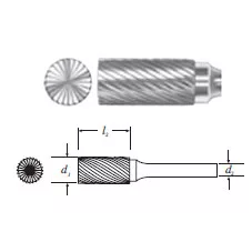Carbide Cylinder Shape Bur w/ End Cut (SB-3) Single Cut 3/8"