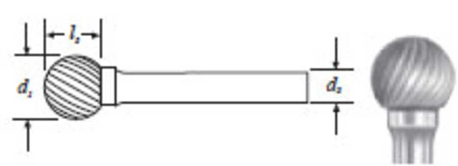 Carbide Ball Shape Bur (SD-3) Single Cut 3/8"