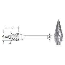Carbide Cone Shape Bur (SM-2) Double Cut 1/4"