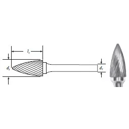 Carbide Tree Shape Bur w/ Pointed End (SG-1) Single Cut 1/4"