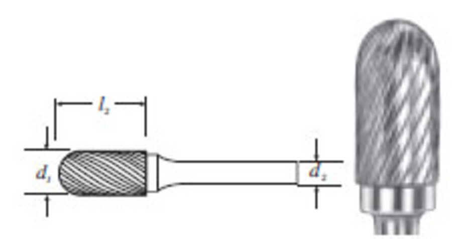 Carbide Cylinder Shape Bur w/ Radius End (SC-14) Single Cut 3/16