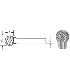 Carbide Ball Shape Bur (SD-1) Double Cut 1/4"