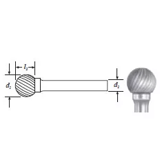 Carbide Ball Shape Bur (SD-11) Single Cut 1/8"