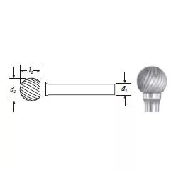 Carbide Ball Shape Bur (SD-1) Single Cut 3/16"