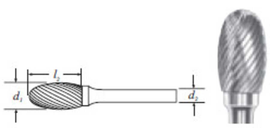 z-nla Carbide Oval Shape Bur (SA-51) Single Cut 1/4" (1/8" Shank