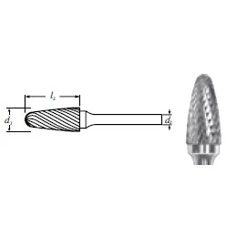 Carbide Tree Shape Bur w/ Radius End (SF-51) Double Cut 1/