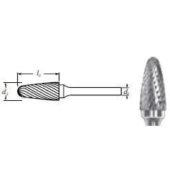 Carbide Tree Shape Bur w/ Radius End (SF-42L3) Double Cut 1/8" (